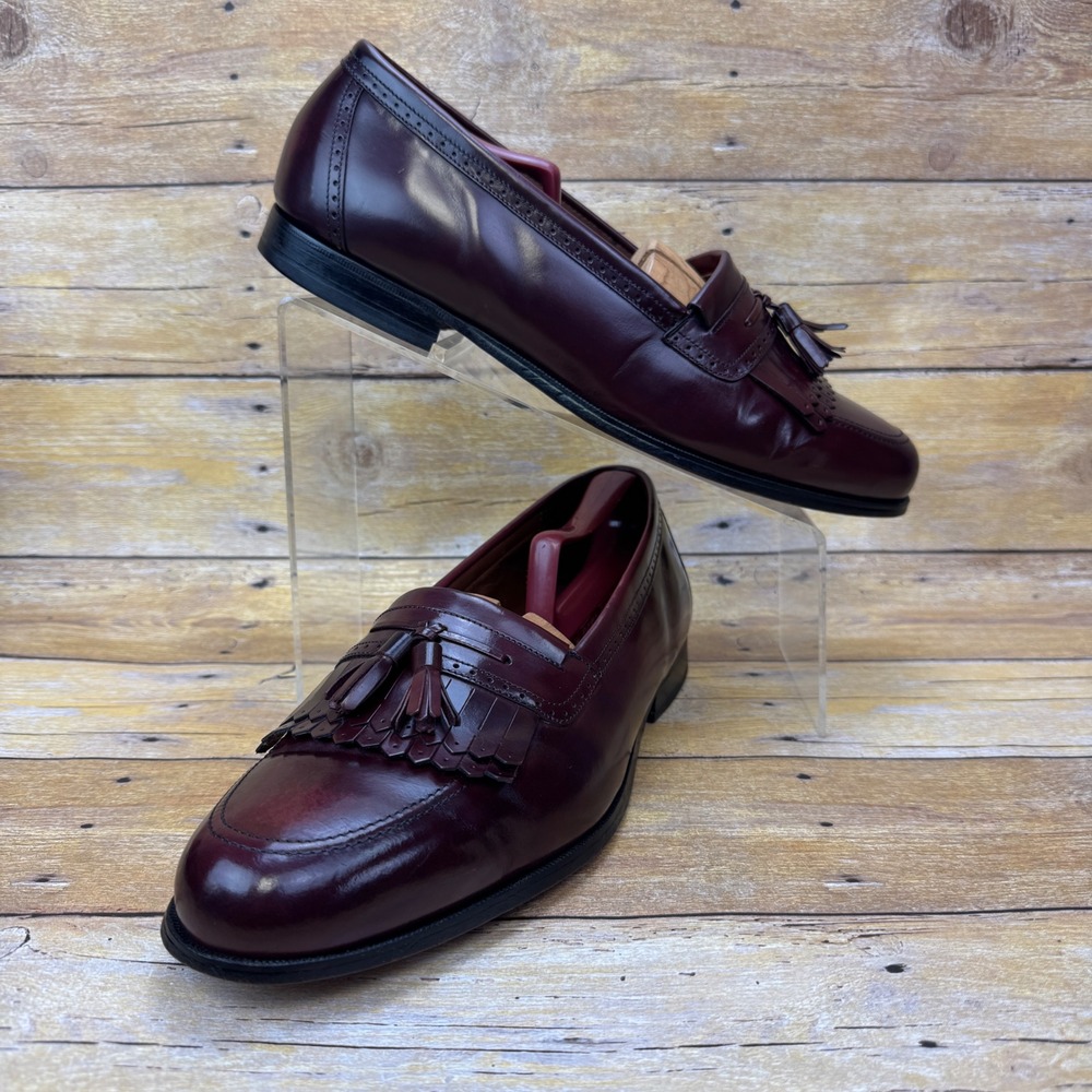 Bostonian Kiltie Loafers Mens‎ 9.5W Cordovan Burgundy USA Leather Vintage
